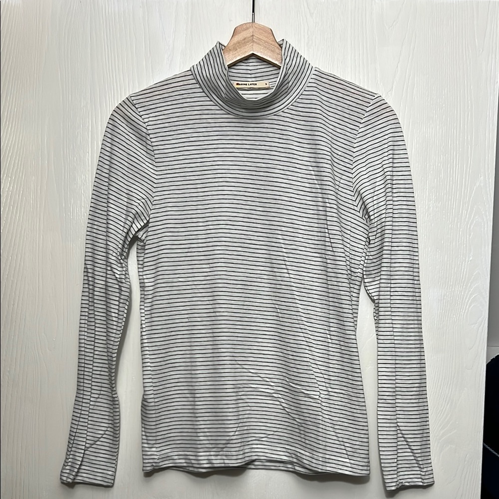 Marine Layer Gray Striped Long Sleeve Tee
